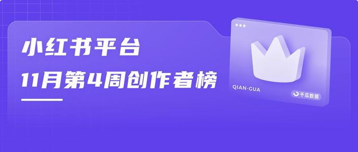 周榜 | 11月第4周千瓜红人话题排行榜（小红书平台）
